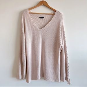 American Eagle NWOT cotton blend knit tunic length sweater  statement sleeves XL